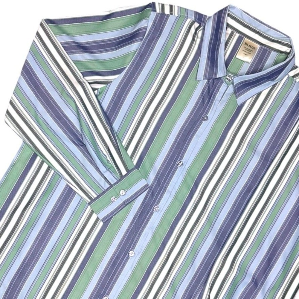 BLAIR Men's Striped‎ Button Up Long Sleeve Shirt Size L